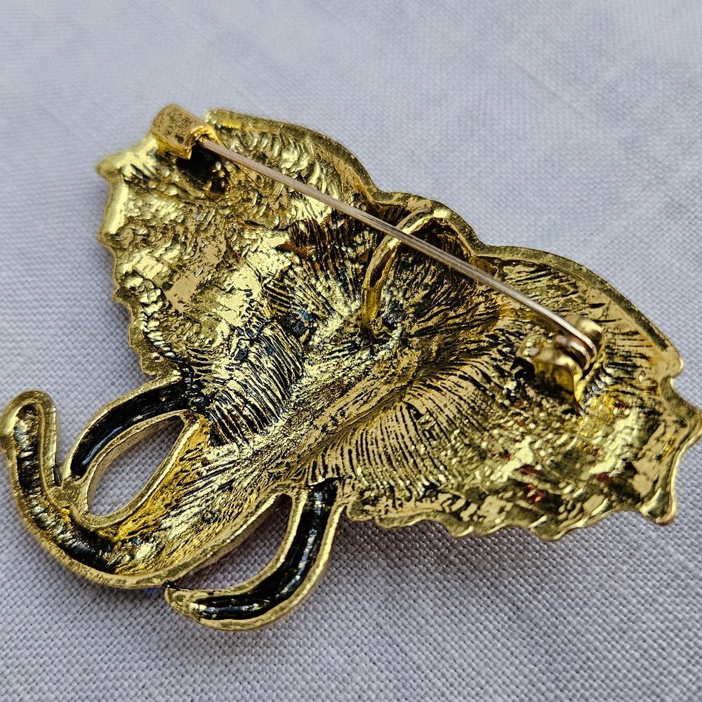 Pink & Gold Elephant Rhinestone Brooch/Pin - Picture 3 of 4